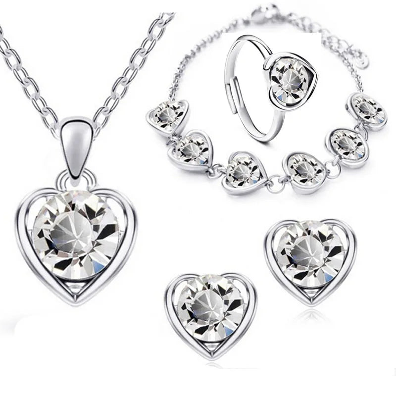 Crystal Heart Bridal Jewelry Set