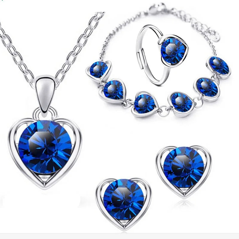 Crystal Heart Bridal Jewelry Set