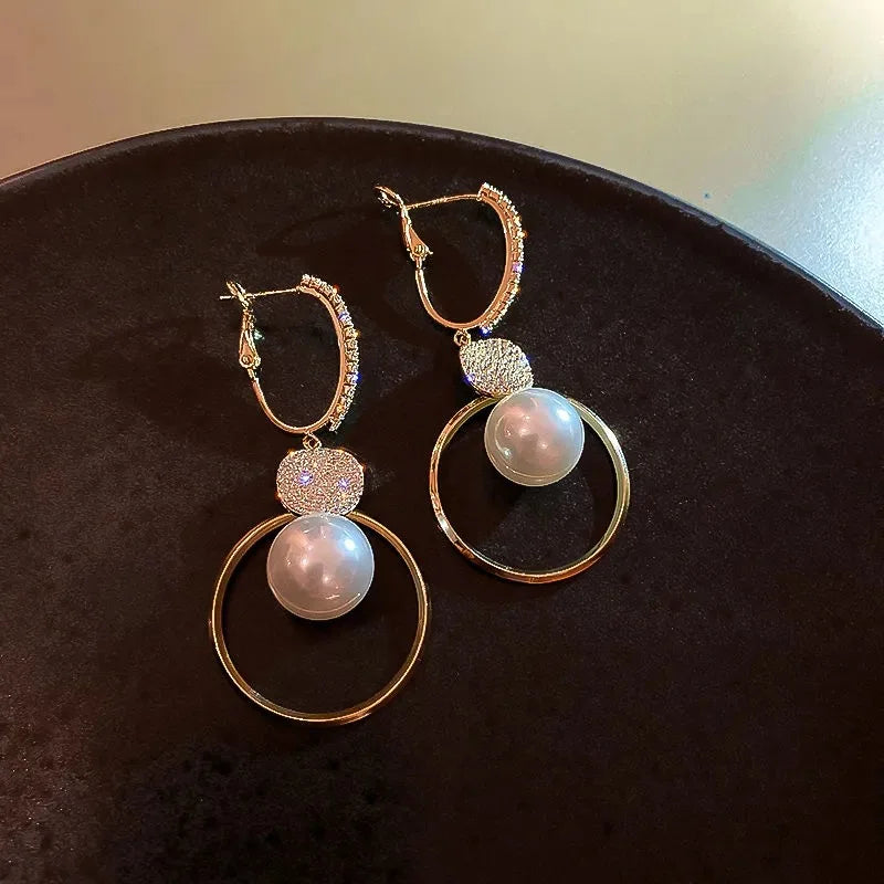 Bohemian White Pearl Drop Earrings