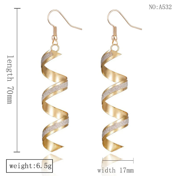 Spiral Curved Geometric Earrings