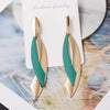 Geometric Leaf Drop Earrings in Green and Red for Women