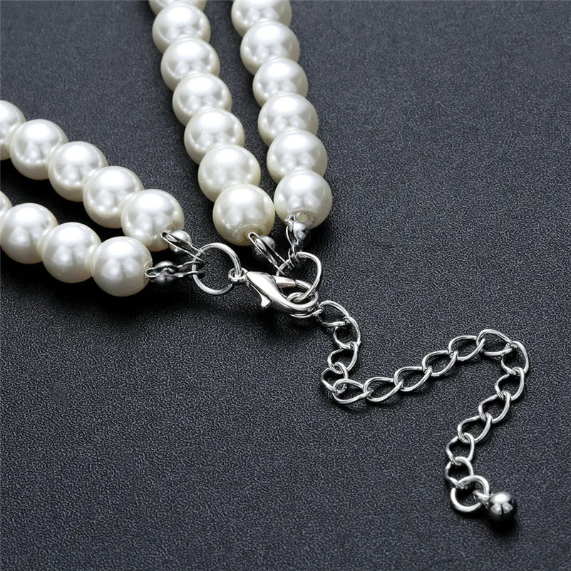 Imitation Pearl Necklace Earring Set