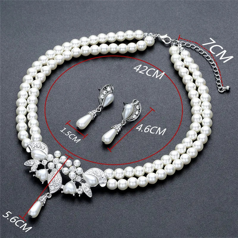 Imitation Pearl Necklace Earring Set