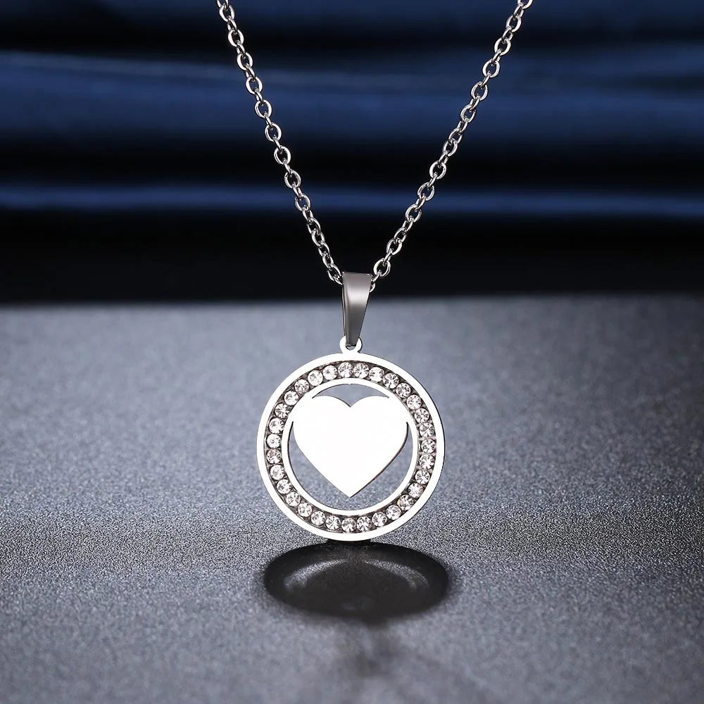 Crystal Rhinestone Heart Necklace