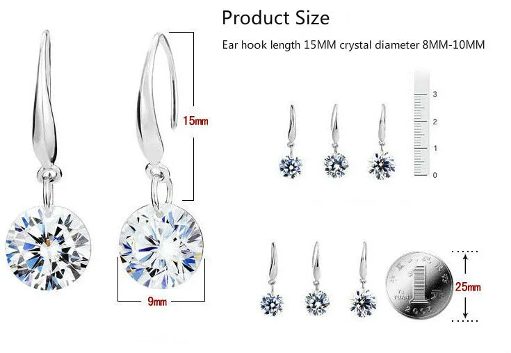 Shiny White Crystal Drop Earrings