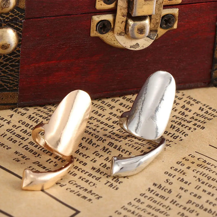 Punk Style Alloy Metal Finger Rings and False Nails Set