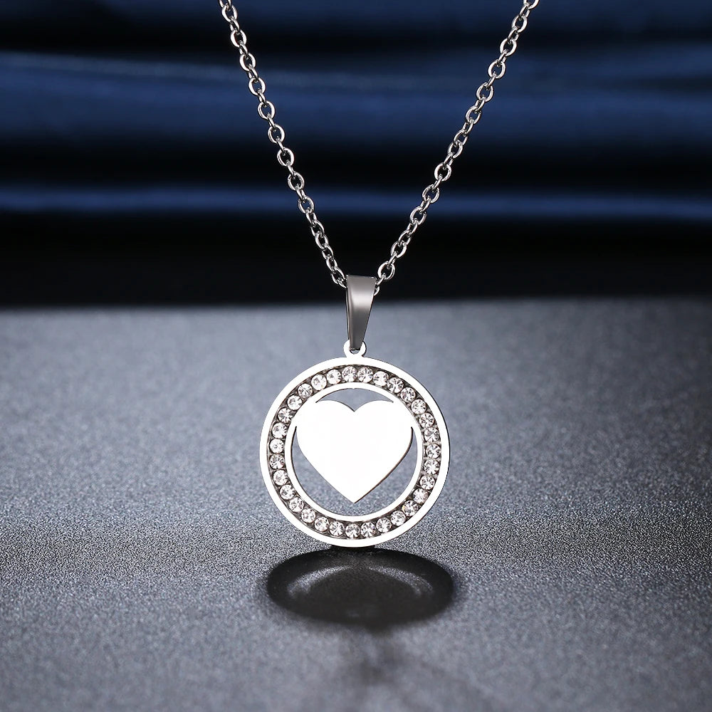 Crystal Rhinestone Heart Necklace