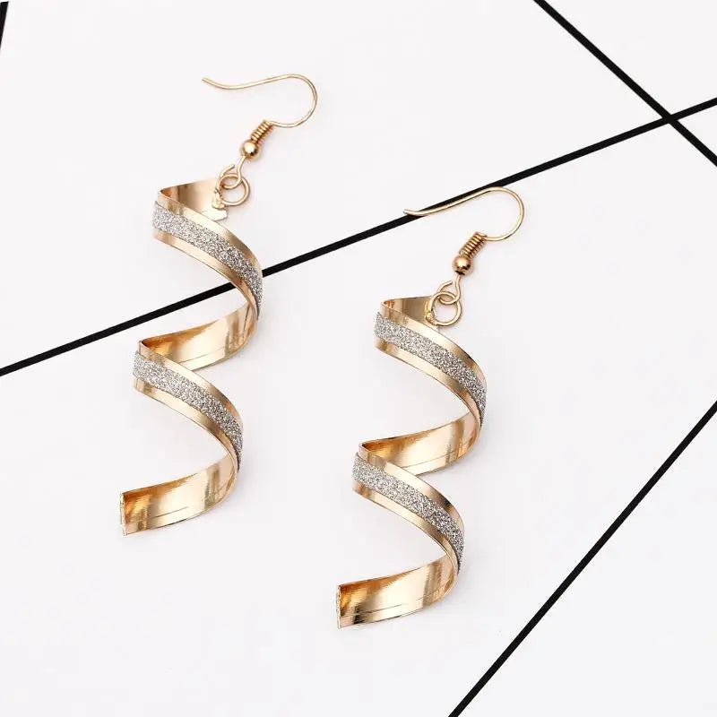 Spiral Curved Geometric Earrings