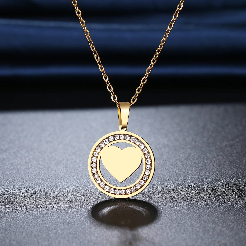 Crystal Rhinestone Heart Necklace