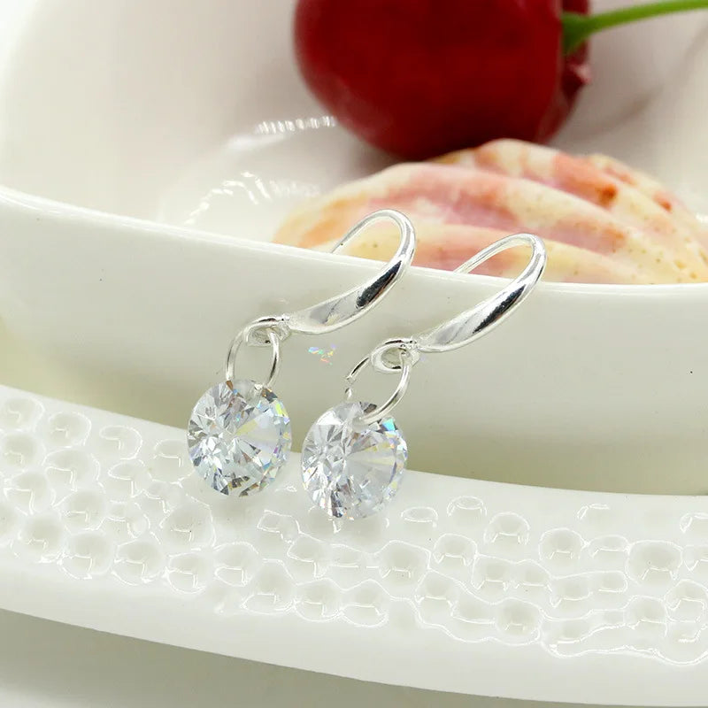 Shiny White Crystal Drop Earrings