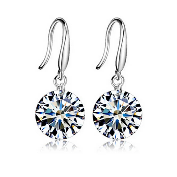 Shiny White Crystal Drop Earrings