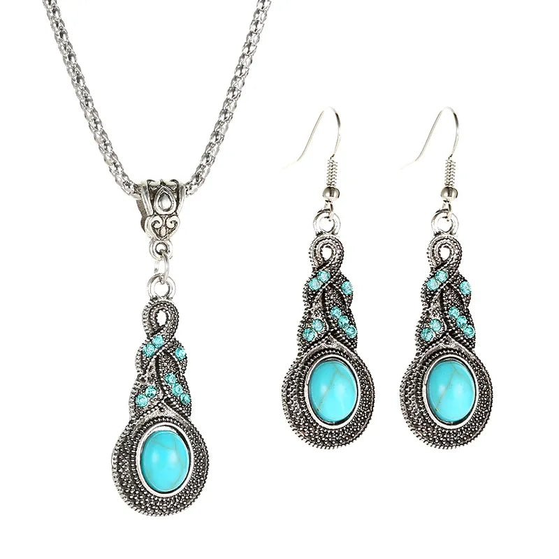 Blue Crystal Boho Jewelry Set