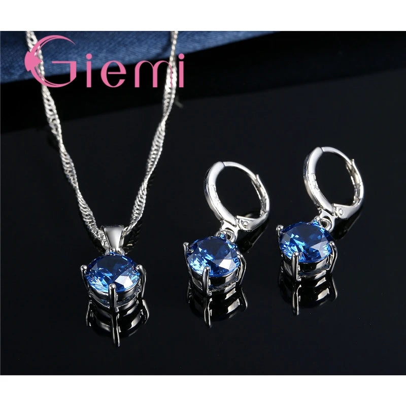 Silver Crystal Jewelry Set