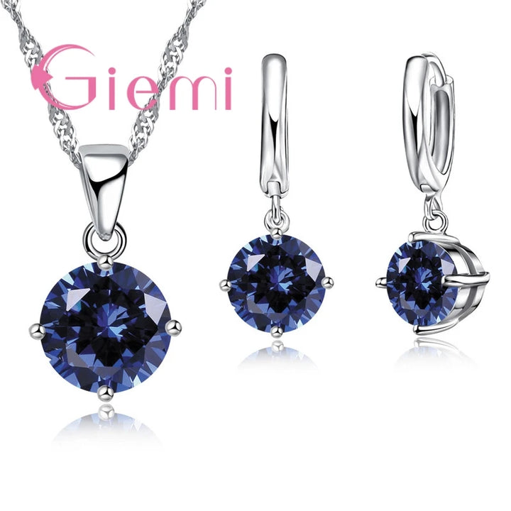 Silver Crystal Jewelry Set