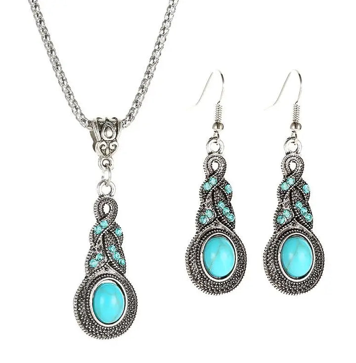 Blue Crystal Boho Jewelry Set