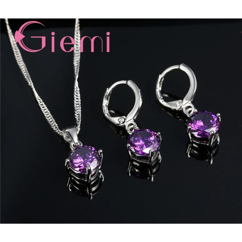 Silver Crystal Jewelry Set