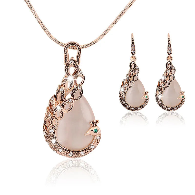 Rose Gold Peacock Jewelry Set