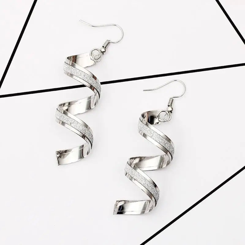 Spiral Curved Geometric Earrings