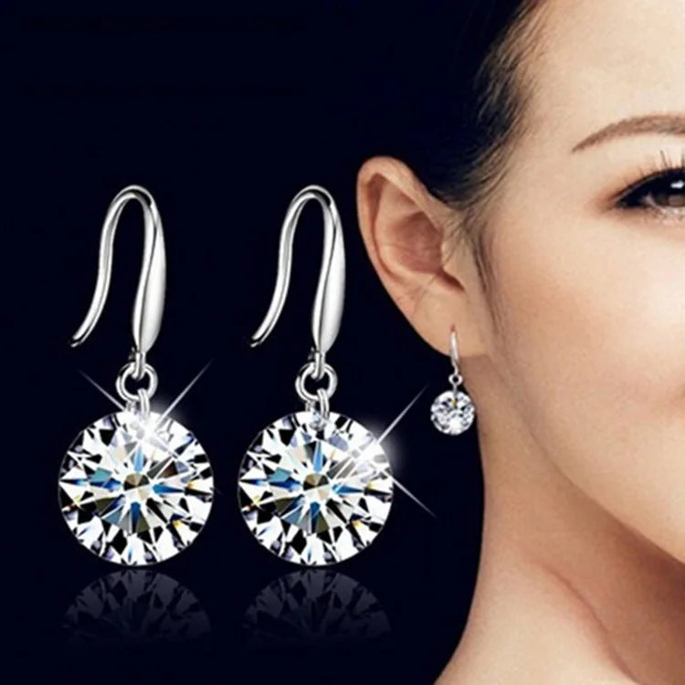 Shiny White Crystal Drop Earrings