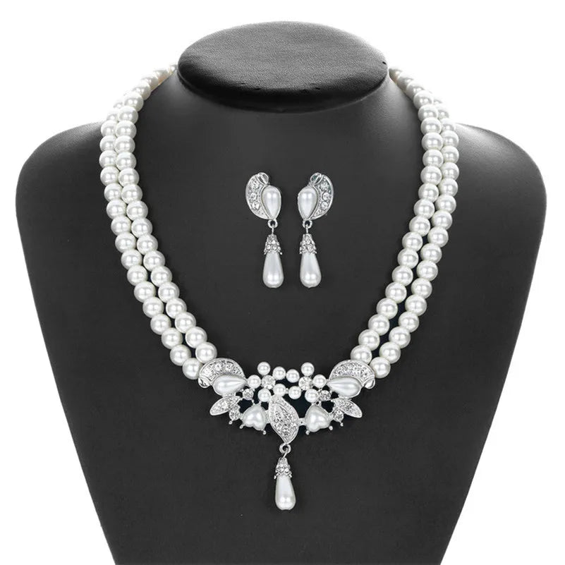 Imitation Pearl Necklace Earring Set