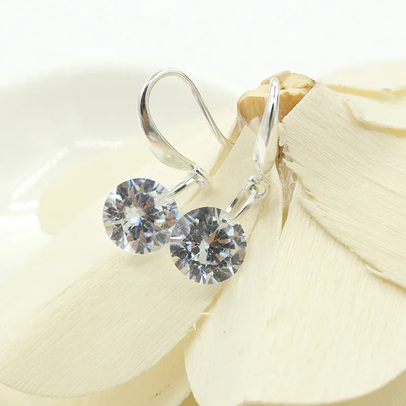 Shiny White Crystal Drop Earrings