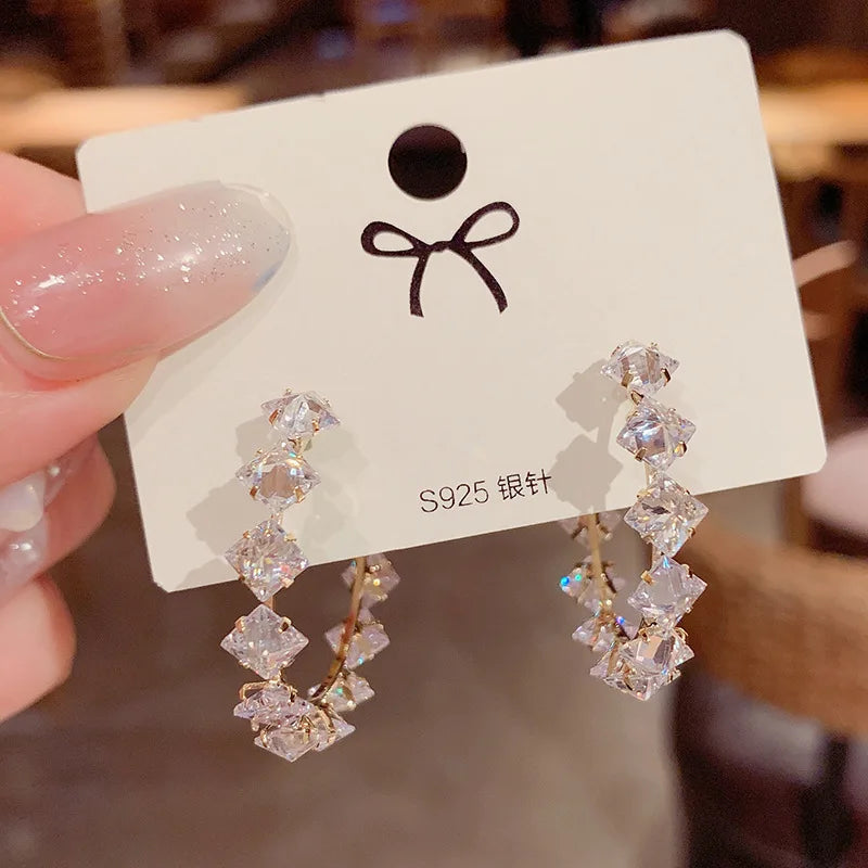 Trendy Korean Blue Crystal Earrings