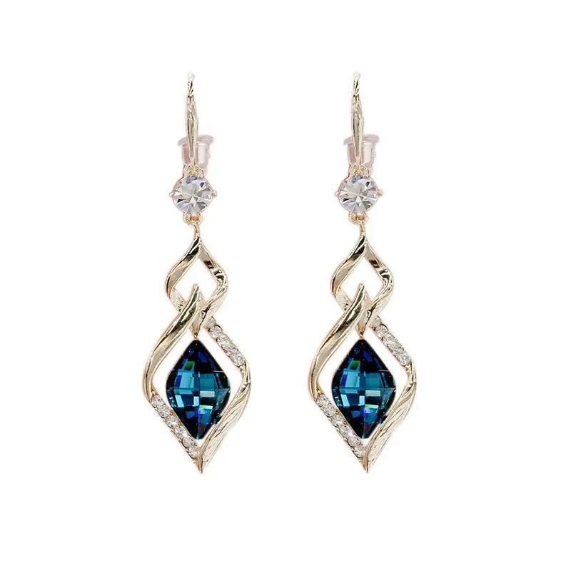 Trendy Korean Blue Crystal Earrings