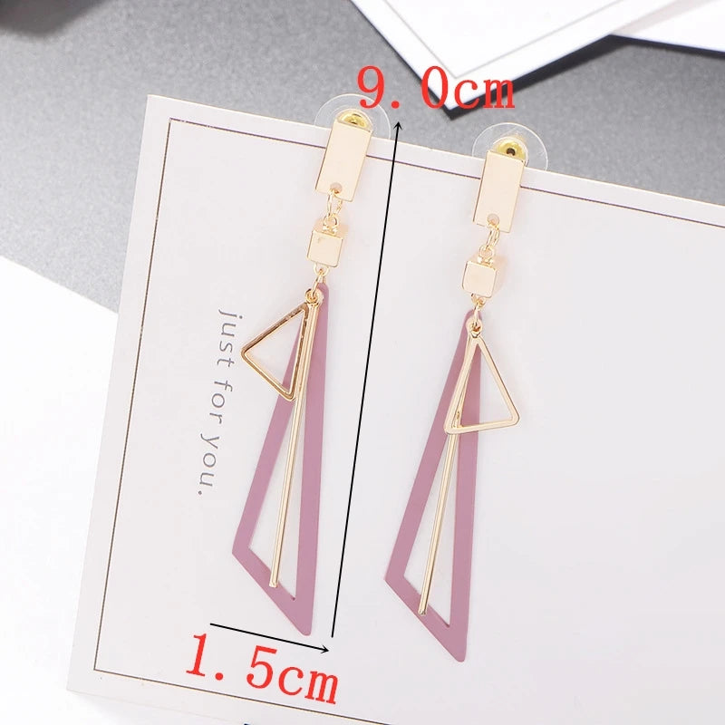 Geometric Triangle Tassel Earrings