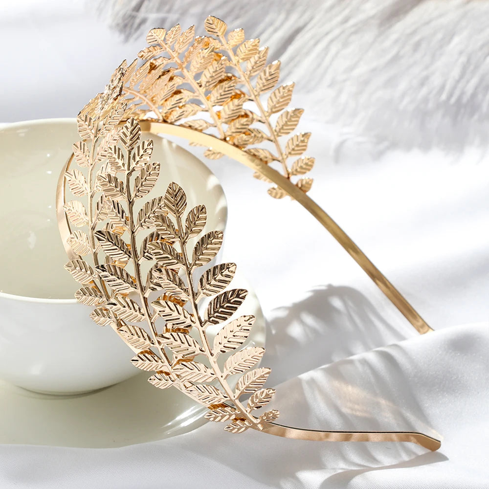 Retro Gold Leaf Bridal Headband