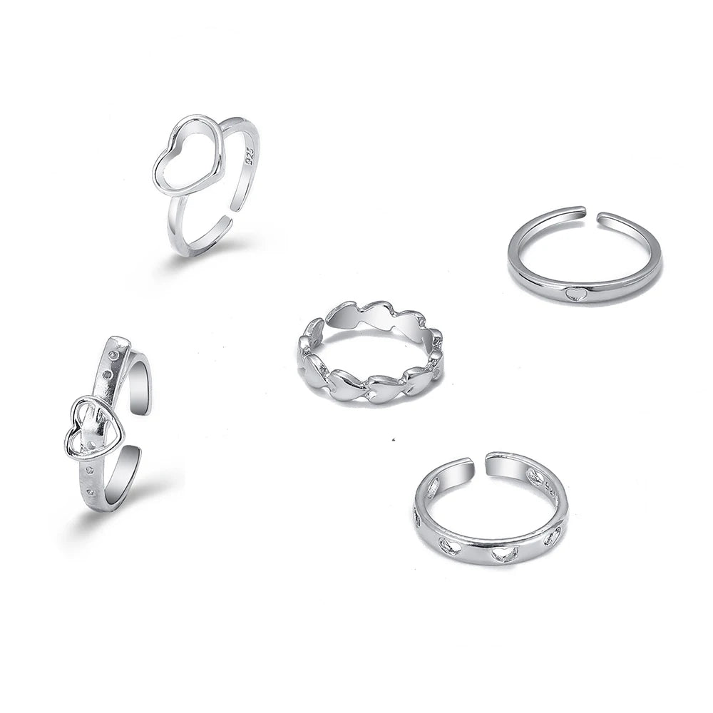 Retro Simple Love Hollowed-Out Rings Set