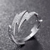 Silver Lightning Zircon Open Ring for Men Adjustable Fashion Jewelry