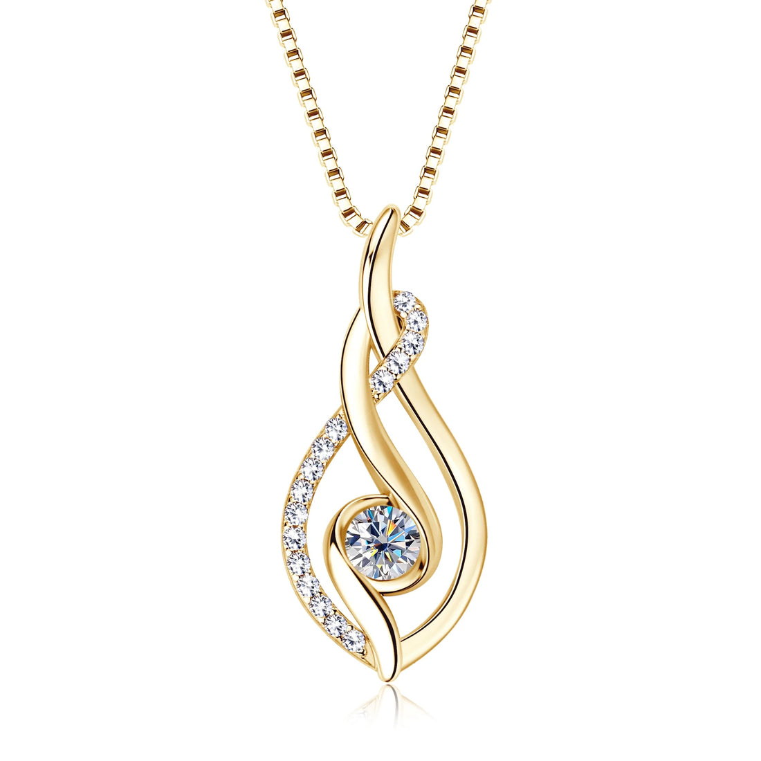 Real Moissanite Twisted Pendant Necklace