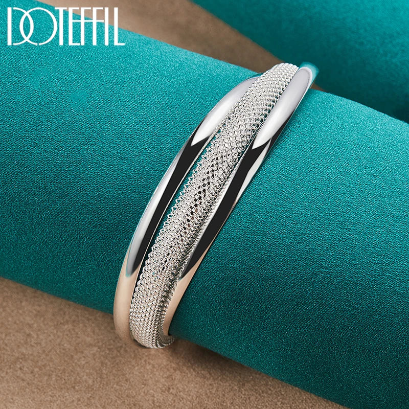 Silver Smooth Reticulated Bangle