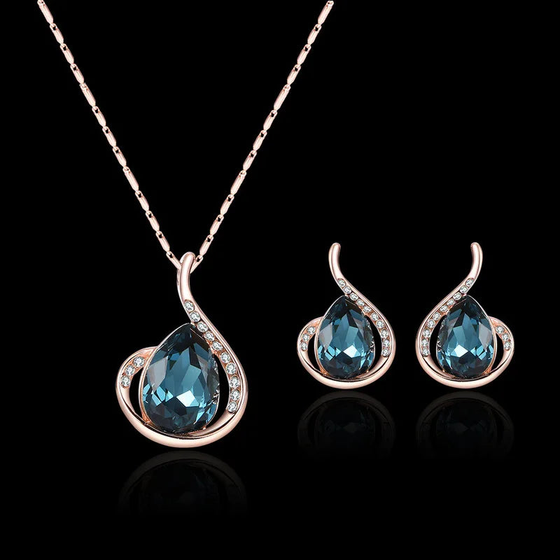 Elegant Waterdrop Rhinestone Jewelry Set