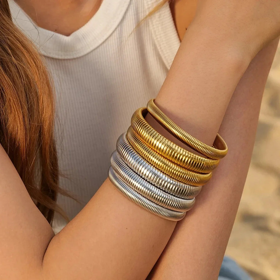 Gold Snake Chain Cuff