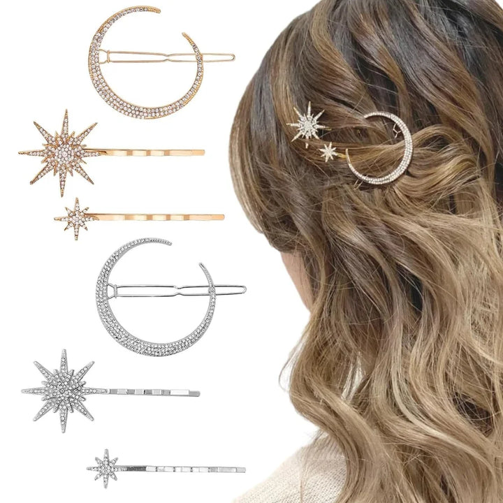 Crystal Star Moon Hair Clips