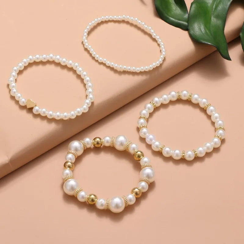 Elegant Pearl Love Bracelet Set