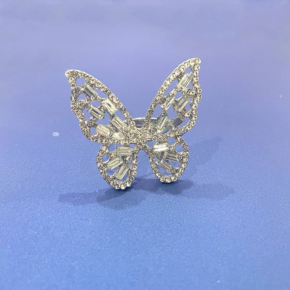 Luxury Rhinestone Butterfly Adjustable Ring