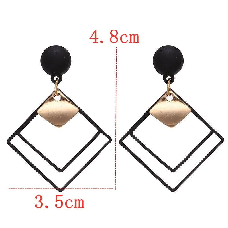 Geometric Triangle Tassel Earrings