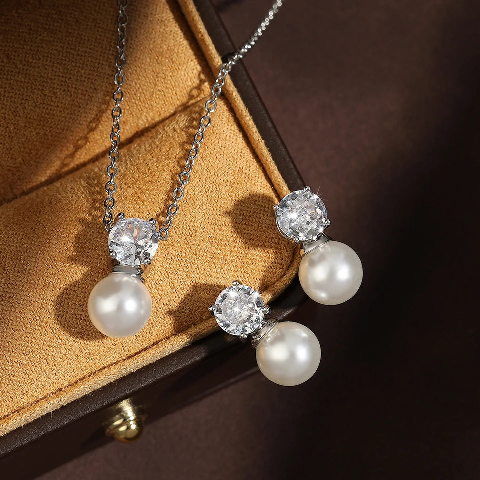 Pearl Zircon Jewelry Set