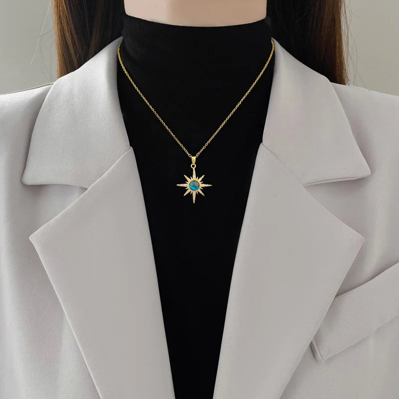 Planet Sun Zircon Pendant Necklace