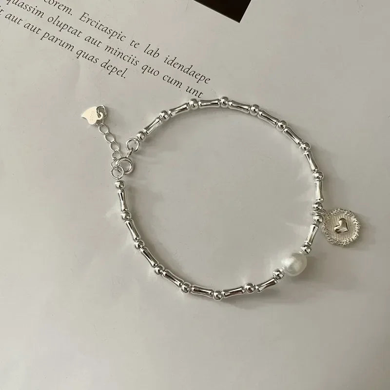 Silver Pearl Knot Bracelet