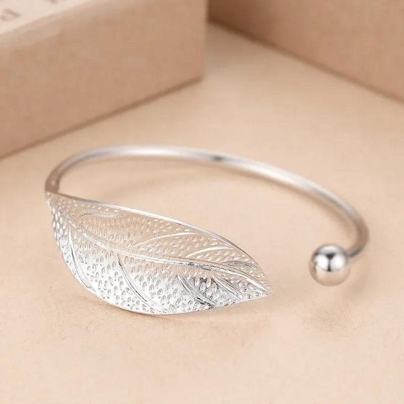 Silver Leaf Cuff Bracelet