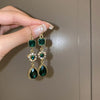 Vintage Green Crystal Drop Earrings