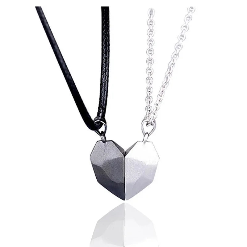 Couple Electrocardiogram Heart Necklace