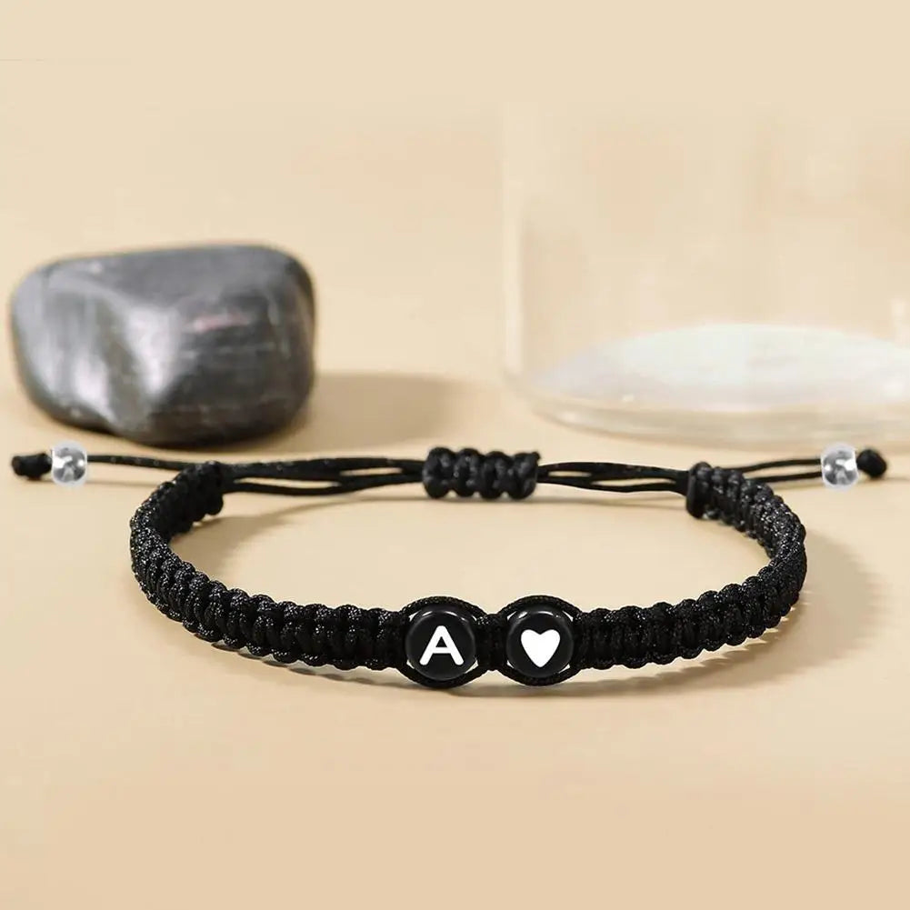 Initial Heart Braided Friendship Bracelet