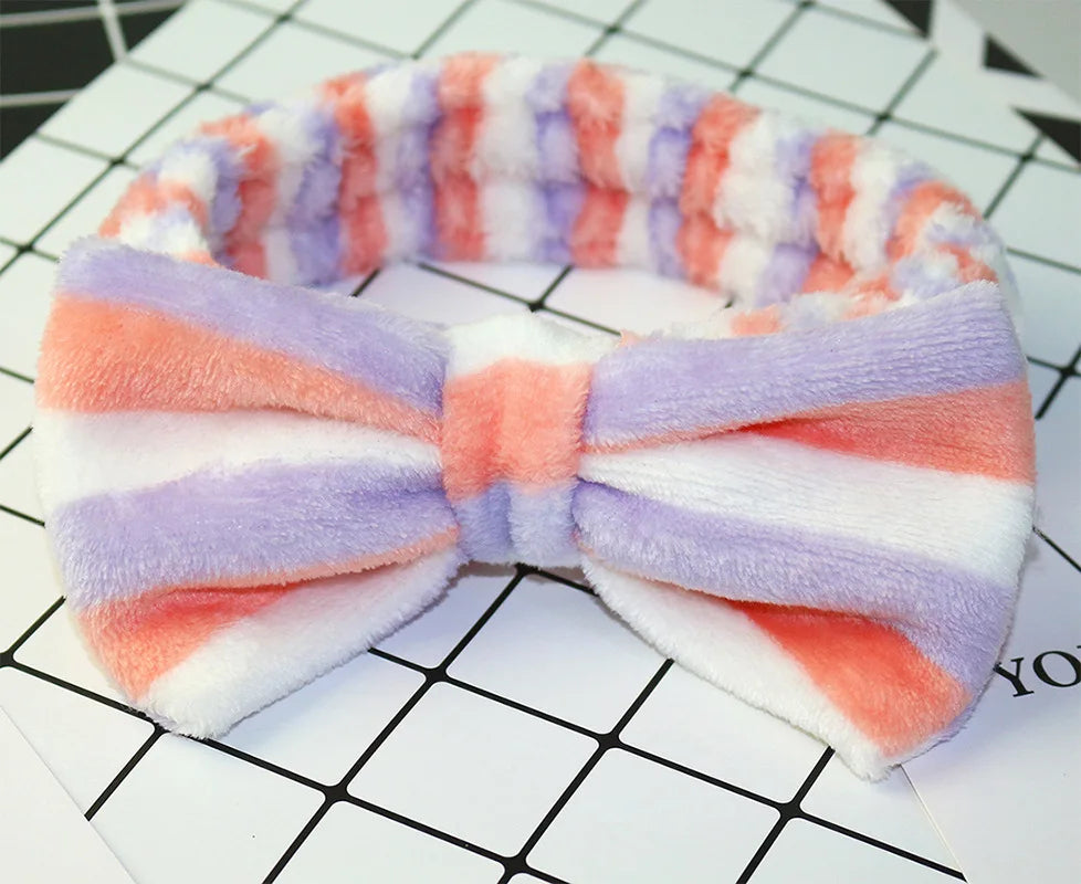 Soft Coral Fleece Bow Headband