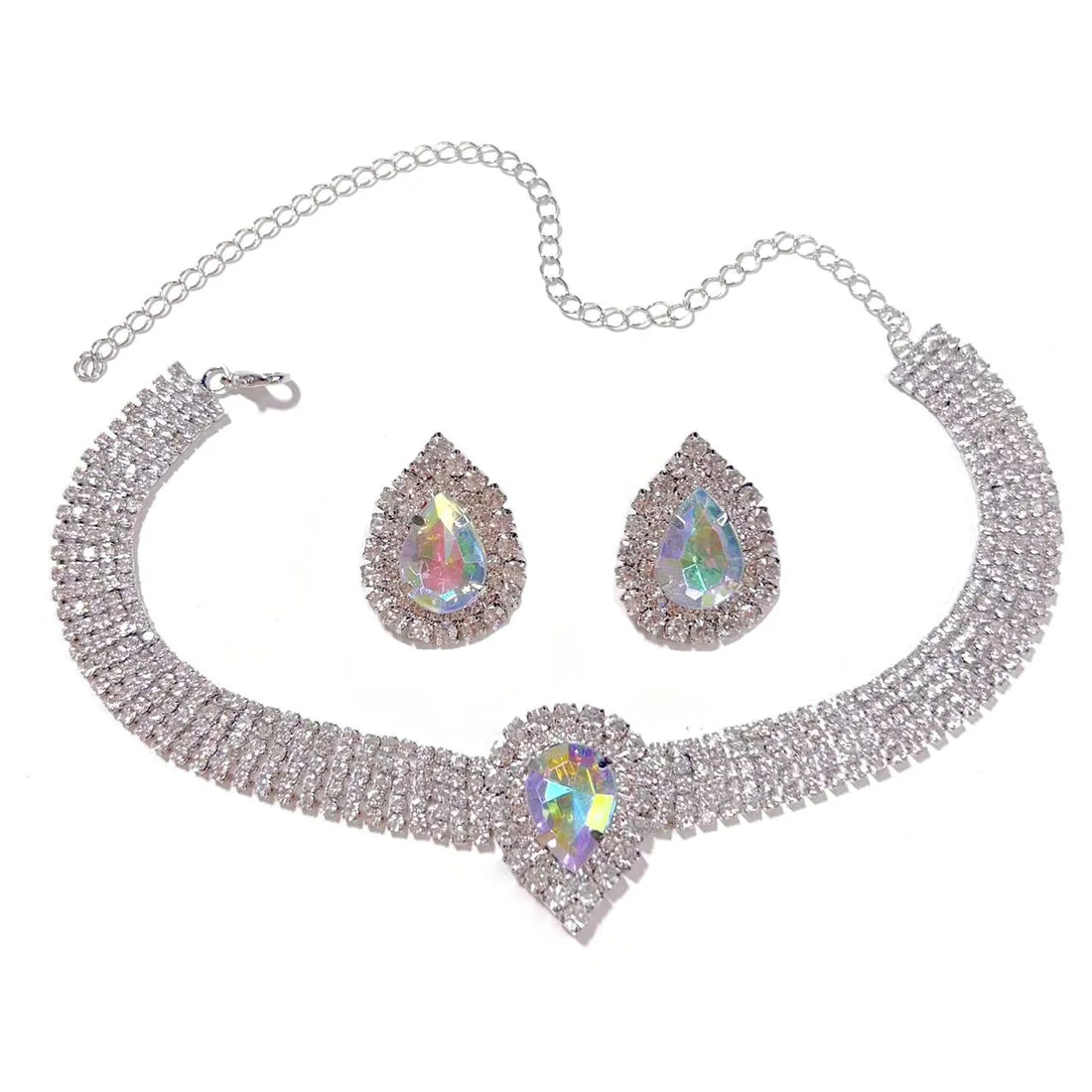 Rhinestone Bridal Choker Jewelry Set