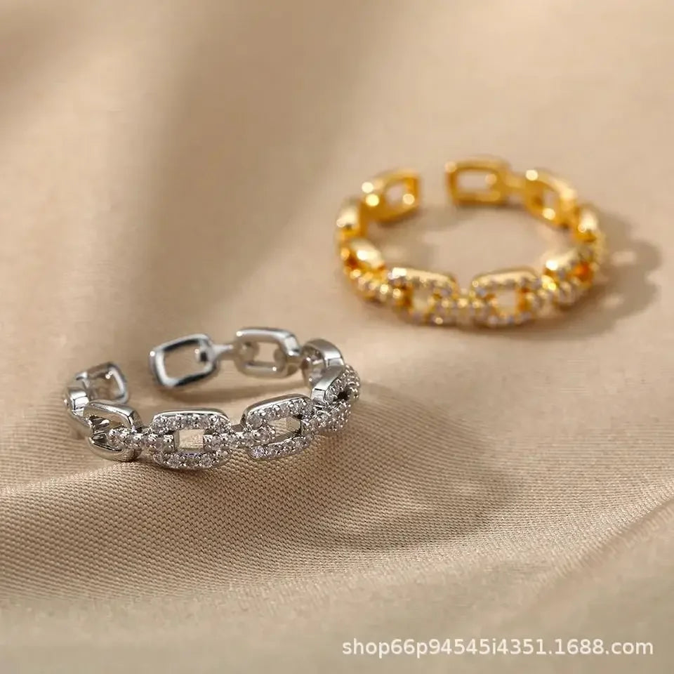 Classic Geometric Twist Zircon Rings