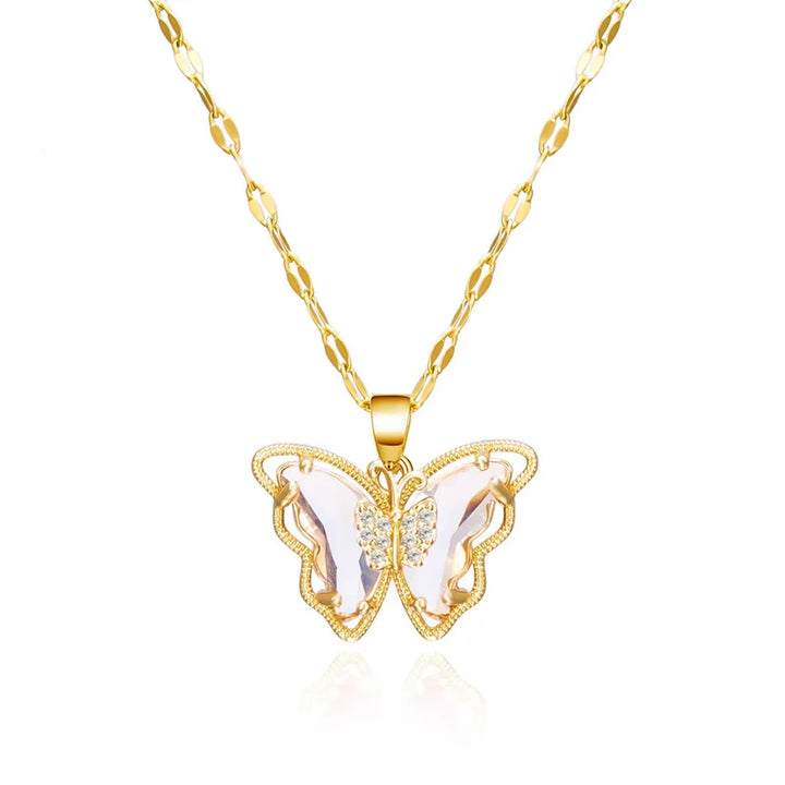 Hollow Titanium Steel Butterfly Necklace